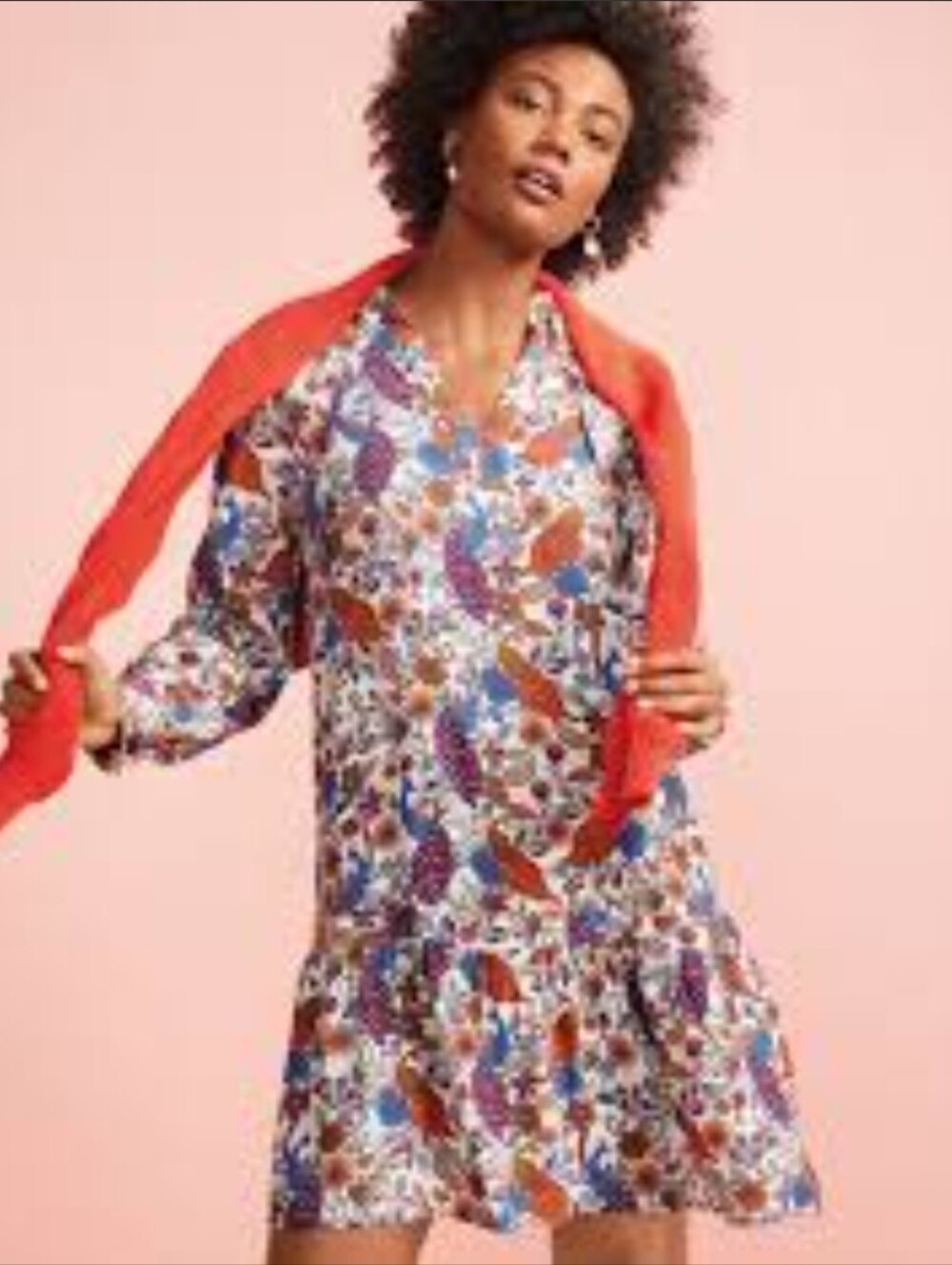 LOFT Multicolor Floral V-Neck Ruffle-Hem Mini Dress Size XXSP